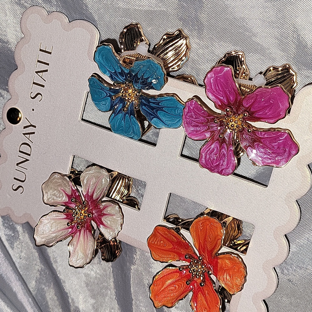 Sunday State Floral Hair Clips Set - Multicolor Brand New TL Rt LS M